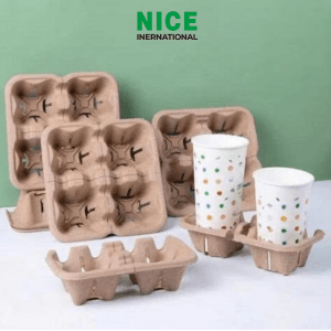 Khay bột giấy đựng trà sữa